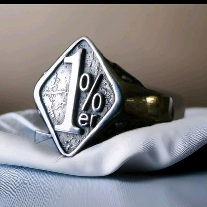 Motorbike Ring in Sterling Silver 1%er - Uniquely Designed Biker Jewelry - Bold & Daring Gift for Outlaws -