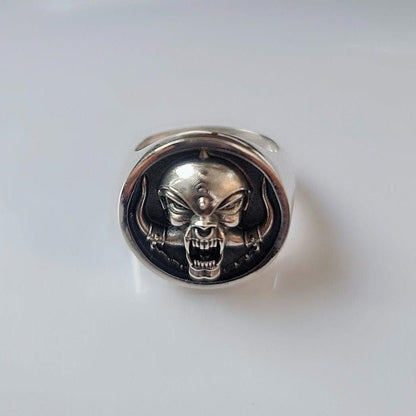 Motorhead Snaggletooth War Pig Ring-Solid 925 Silver-Heavy Duty Design for the Ultimate Rockstar