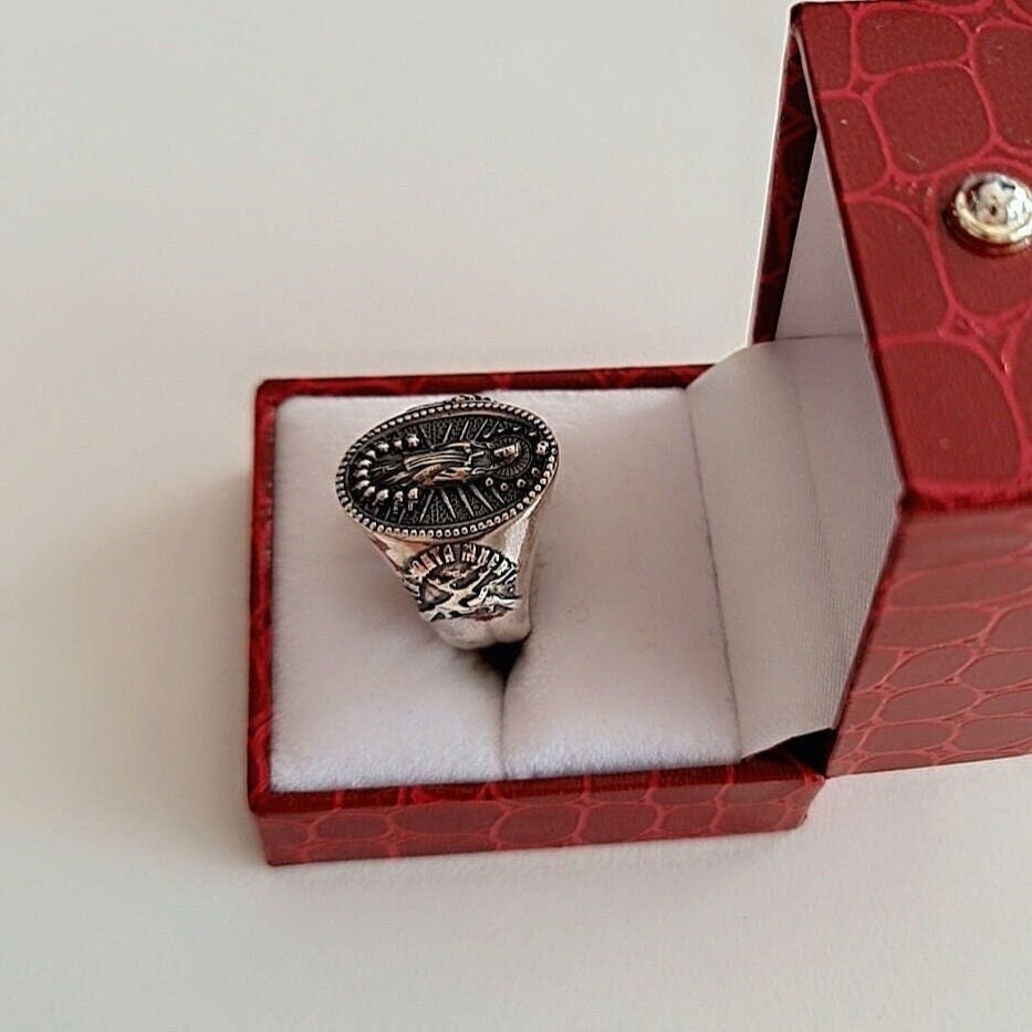 Handmade Santa Muerte Skull Ring: 925 Sterling Silver Gothic Jewelry