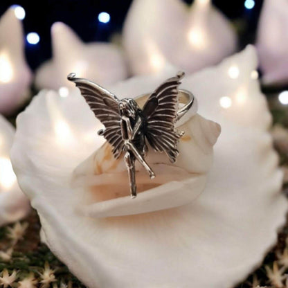 Statement Fairy Princess figure Ring Sterling Silver Fairyland Faerie Ring