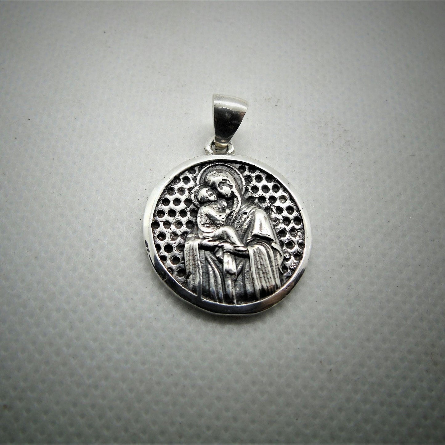 Handmade Sterling Silver Virgin Mary Pendant: Religious Icon