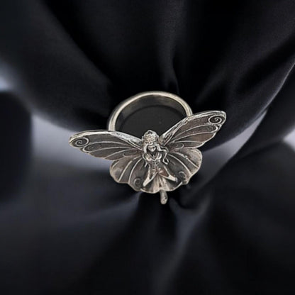 Dainty Fairy Statement Ring Fantasy Winged Faerie Princess ,Sterling Silver