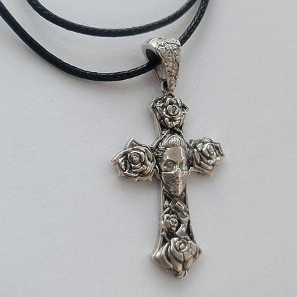 Handmade Sterling Silver Chicano Tattoo Cross Pendant