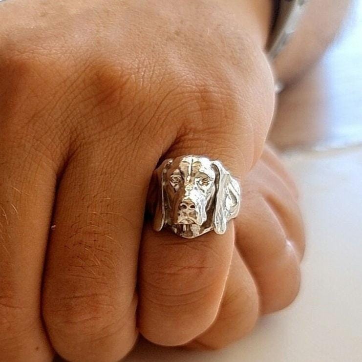 Handmade 925 Silver Hungarian Vizsla Dog Ring: Animal Lover Gift