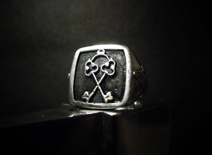 Handmade Sterling Silver Masonic Ring: Freemason Symbol, Gothic Style