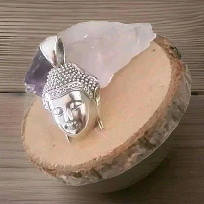 Handmade Silver Buddha Head Pendant: Gothic Yoga Jewelry