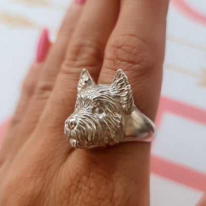 Handmade West Highland Terrier Ring: 925 Silver Pet Lover Accessory