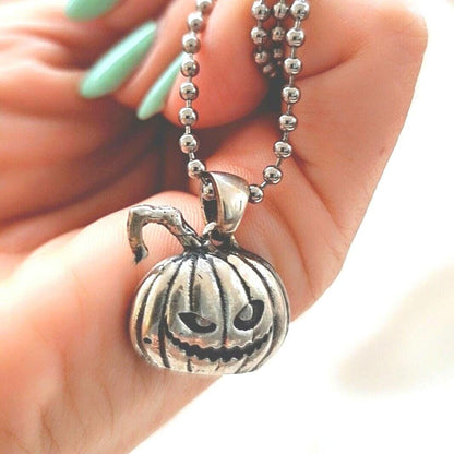 Jack-O'-Lantern Pumpkin pendant - Halloween Gothic charm-  Handmade 925 Silver-