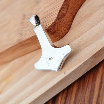 Sterling Silver Thors Hammer Necklace: Handmade Mjolnir Pendant
