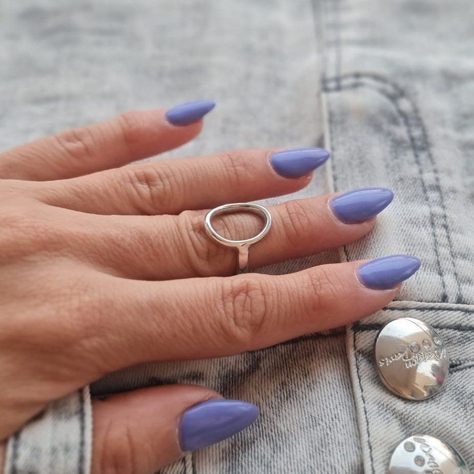 Oval ring, Sterling Silver Ring , Geometric