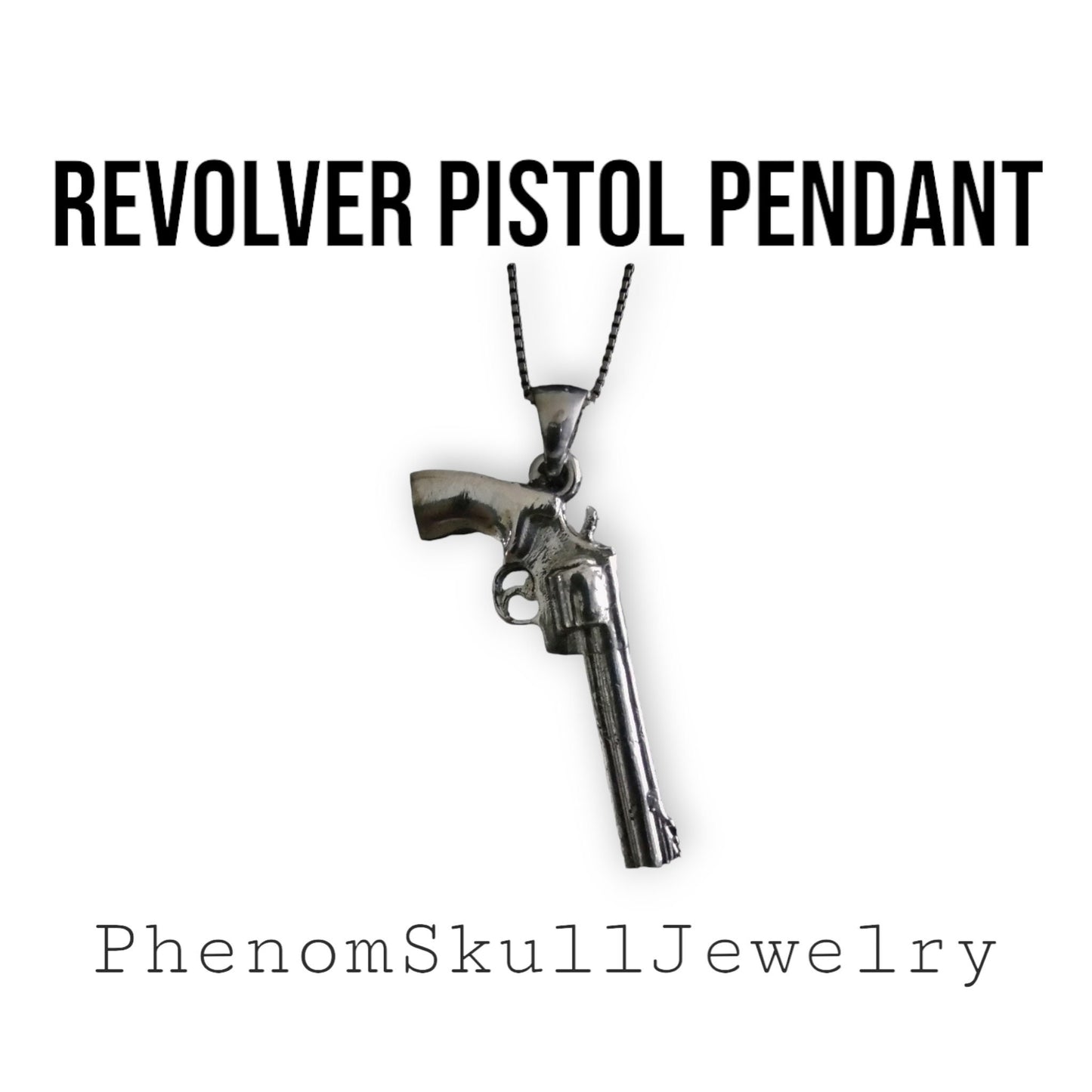 Handmade Sterling Silver Revolver Pendant: Western Style Jewelry