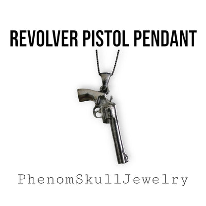 Handmade Sterling Silver Revolver Pendant: Western Style Jewelry