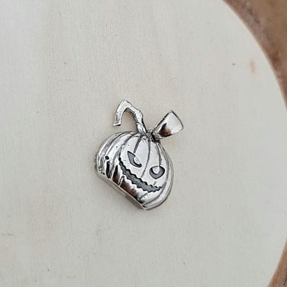 Jack-O'-Lantern Pumpkin pendant - Halloween Gothic charm-  Handmade 925 Silver-