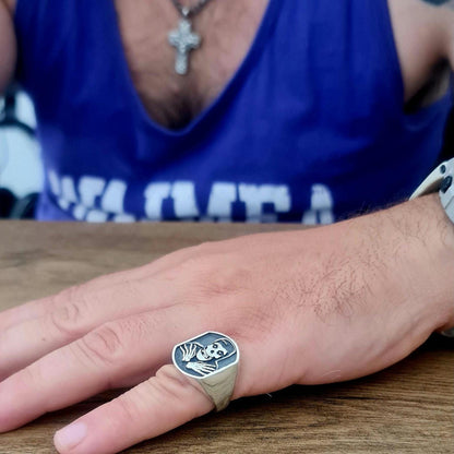 Handmade Sterling Silver Misfits Skull Ring: Punk Biker Jewelry