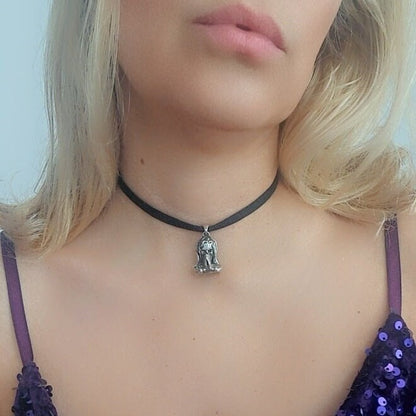 Handmade Gothic Santa Muerte 925 Silver Pendant