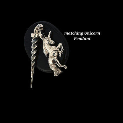 Sterling Silver Unicorn Horn Necklace: Handmade Mythology Charm
