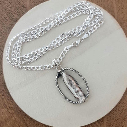 Handmade 925 Silver Santa Muerte Scythe Pendant Necklace: Gothic Style