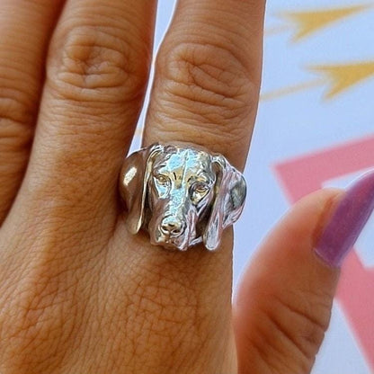 Handmade 925 Silver Hungarian Vizsla Dog Ring: Animal Lover Gift