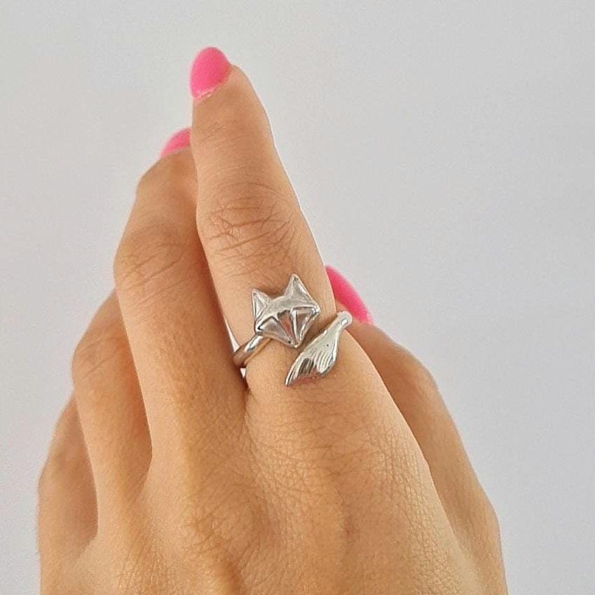 Handmade Sterling Silver Fox Ring: Animal Jewelry Gift