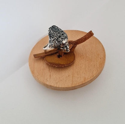 Handcrafted Gothic Frankenstein's Bride Sterling Silver Ring - Horror Enthusiast Gift