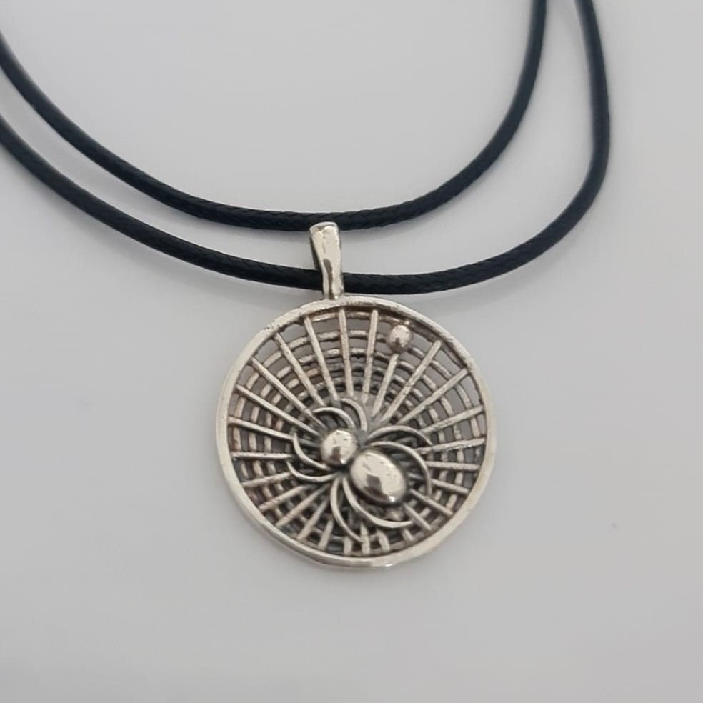 Handmade Sterling Silver Spider Web Pendant: Insect Jewelry