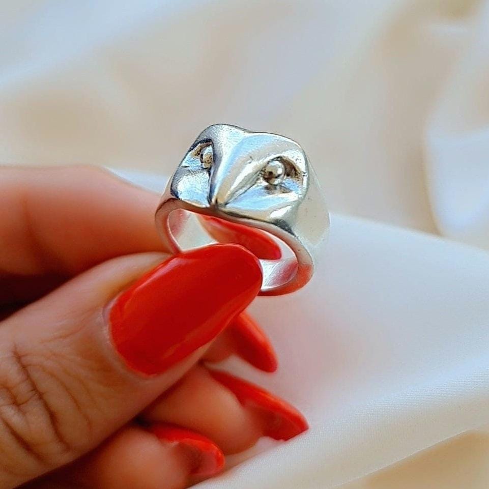 OWL RING - Handcrafted 925 Silver Stylized Animal Jewelry Minimalistic -  solid sturdy