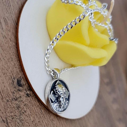 Handmade Sterling Silver Jesus Pendant Necklace: Religious Faith Jewelry