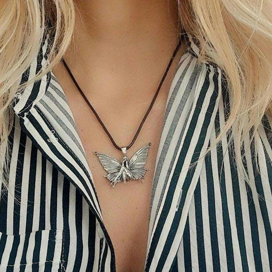 Handmade Sterling Silver Fairy Pendant Necklace: Winged Fantasy Charm