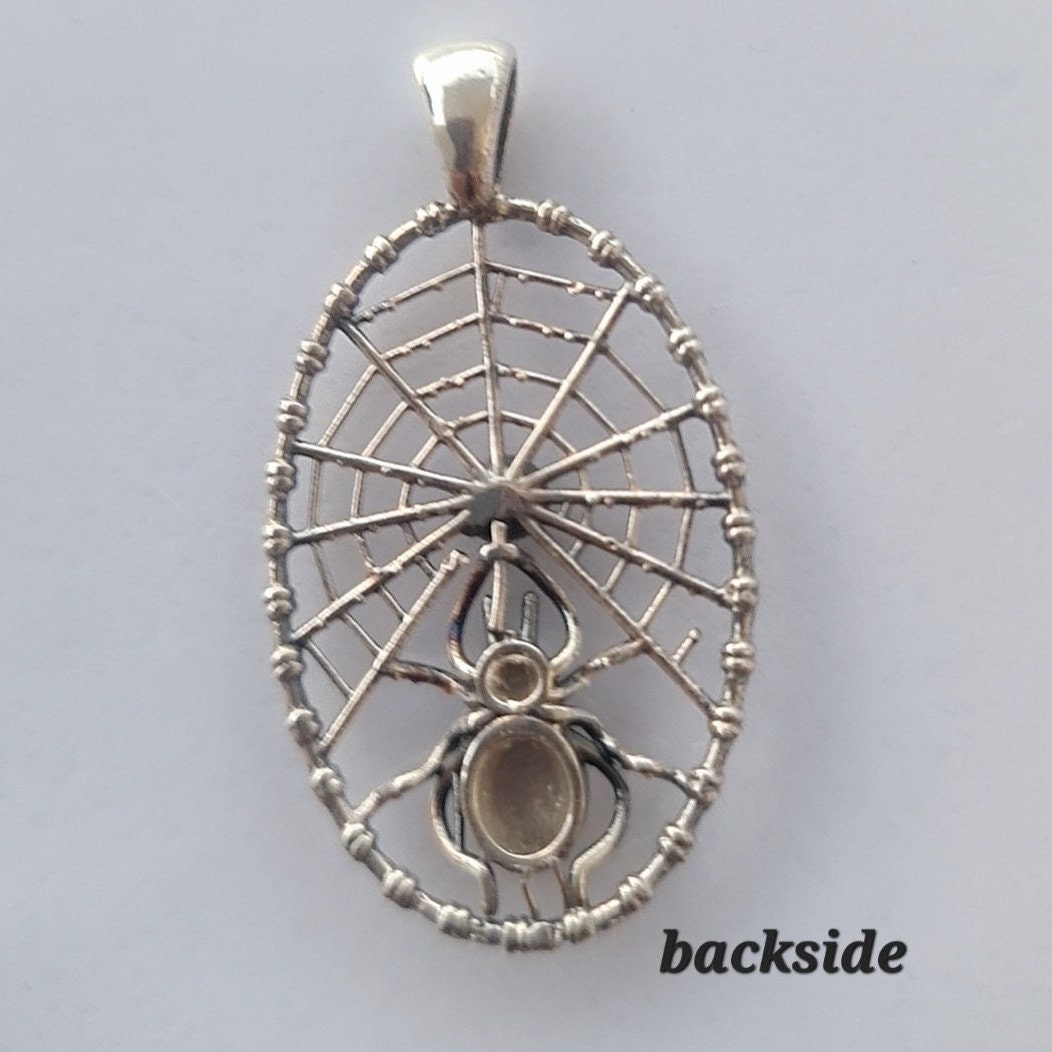 Handmade Sterling Silver Spider Web Pendant: Gothic Insect Jewelry