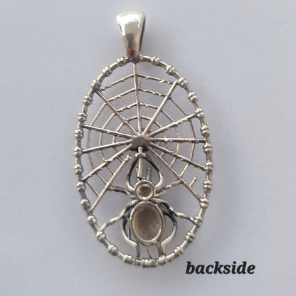 Handmade Sterling Silver Spider Web Pendant: Gothic Insect Jewelry