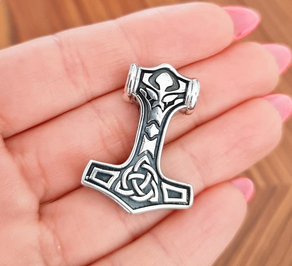 Sterling Silver Thor's Hammer Necklace: Handmade Mjolnir Pendant