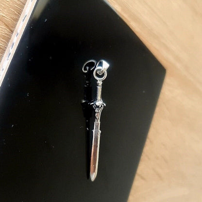Handmade Sterling Silver Anduin Lothar Sword Pendant - Warcraft Jewelry