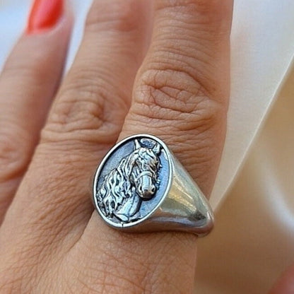 Handmade Sterling Silver Horse Ring: Western Equestrian Jewelry