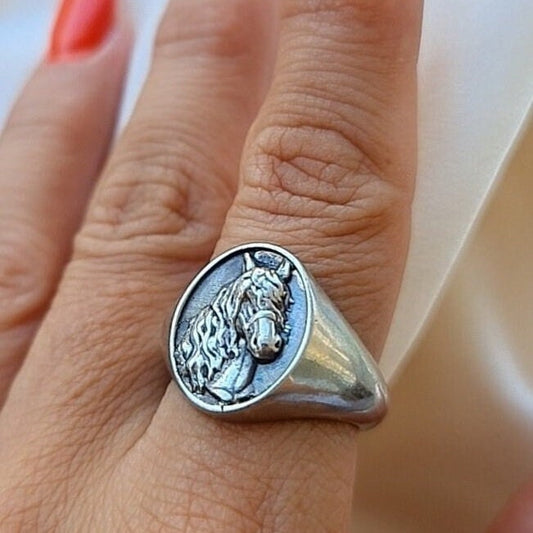 Handmade Sterling Silver Horse Ring: Western Equestrian Jewelry