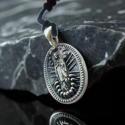 Handmade La Santa  Muerte RosaryPendant -Sterling Silver- A Precious Symbol of Belief and Protection -