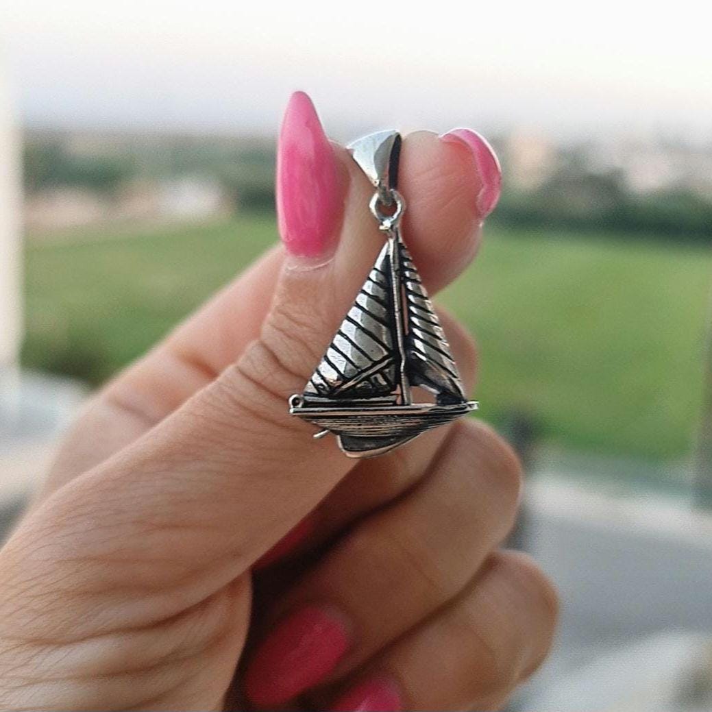 Sterling Silver Sailing Boat Pendant - Nautical Jewelry Gift