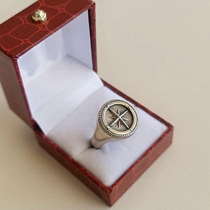 Ultimate Compass Signet Ring - Uniquely Designed Sterling Silver