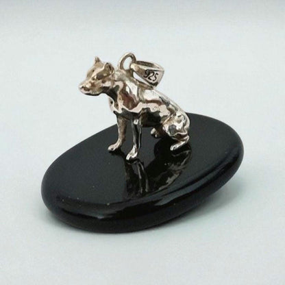 Pitbull  Sterling Silver Solid  figurine Pendant - Pitbull Gift for Lovers of the Breed