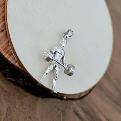 Handmade Sterling Silver Bodybuilder Pendant: Gym Gift