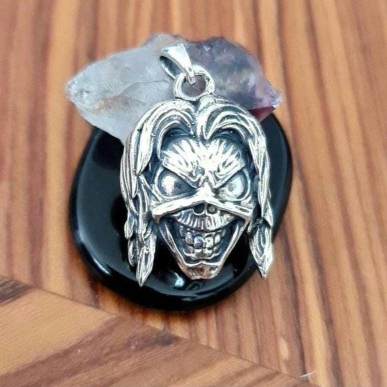 Iron Maiden Eddie Killers Pendant, Skull Pendant, Biker - Rock  - Heavy metal  statement charm Sterling silver