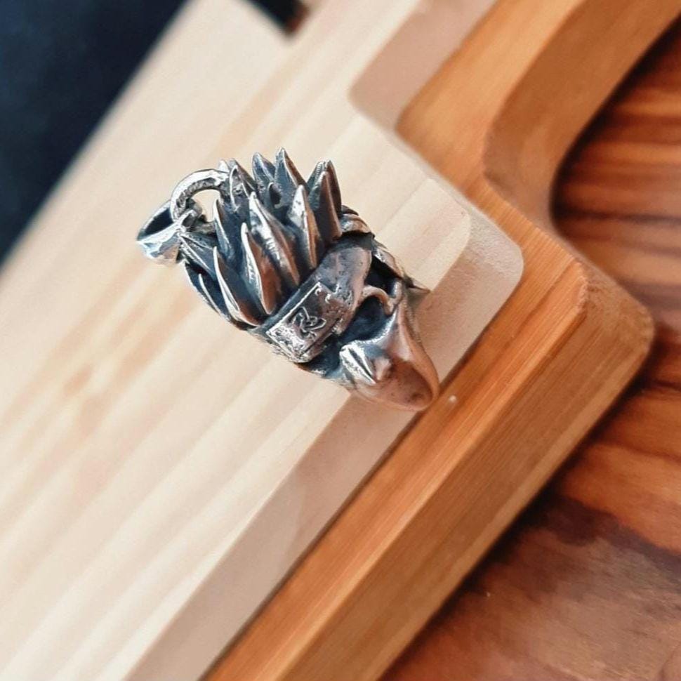 Japanese Masked Ninja Skull Pendant: 925 Sterling Silver Gothic Necklace