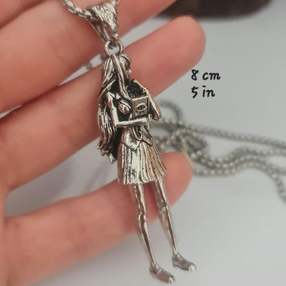 Oversized  school girl Necklace ,Cosplay anime girl ,Cartoon style,  statement 8 cm 5 in
