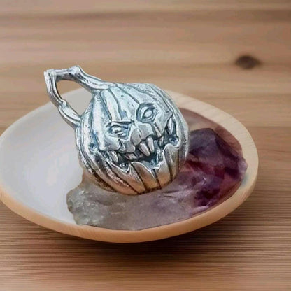 Jack-o'-Lantern Pumpkin ring -Spooky Halloween Jewelry- Handmade Sterling Silver