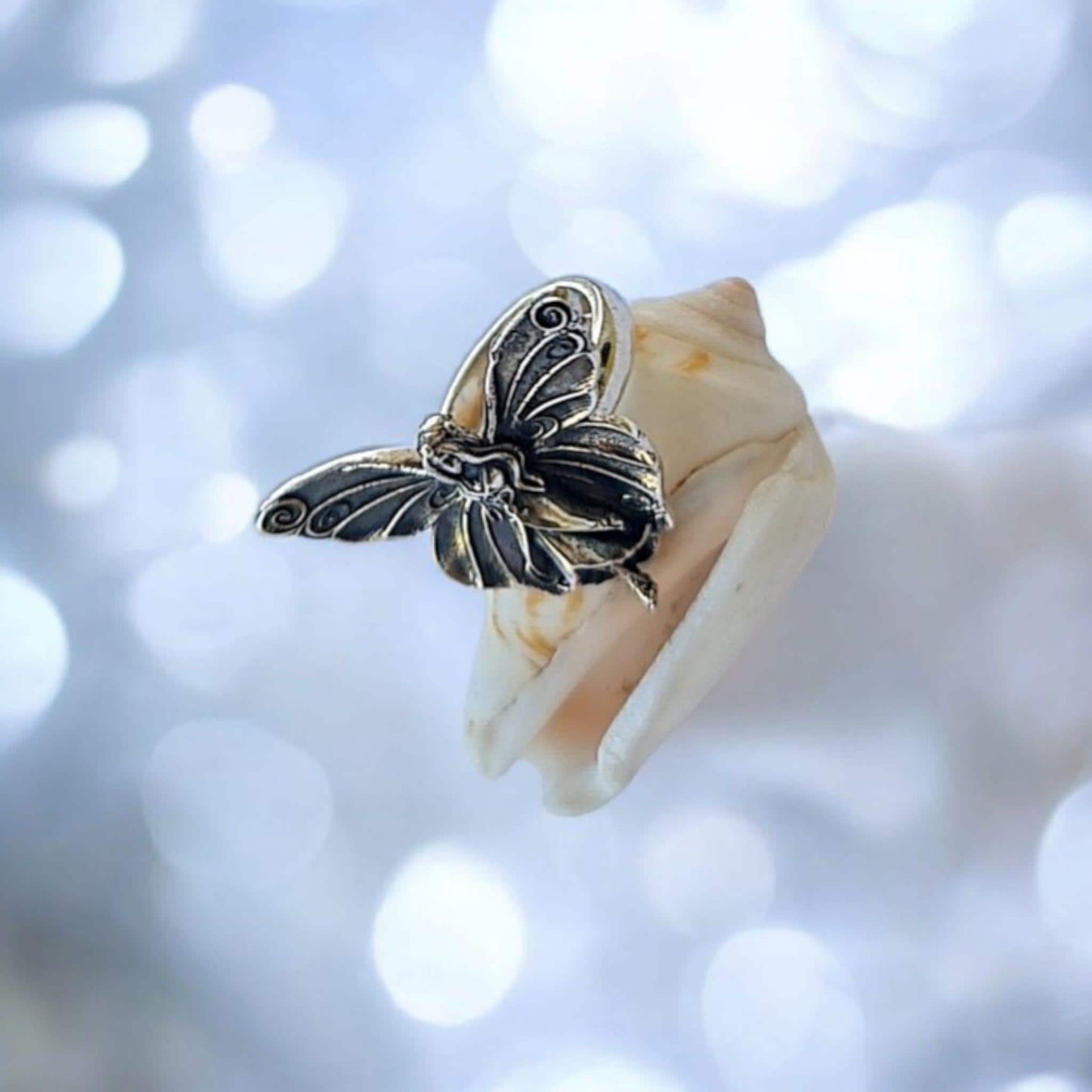 Dainty Fairy Statement Ring Fantasy Winged Faerie Princess ,Sterling Silver