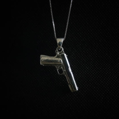 Gun Pendant / Colt 1911 Handgun / Rapper Necklace Jewelry / Hip Hop Silver/Gift for Rapper Boy/