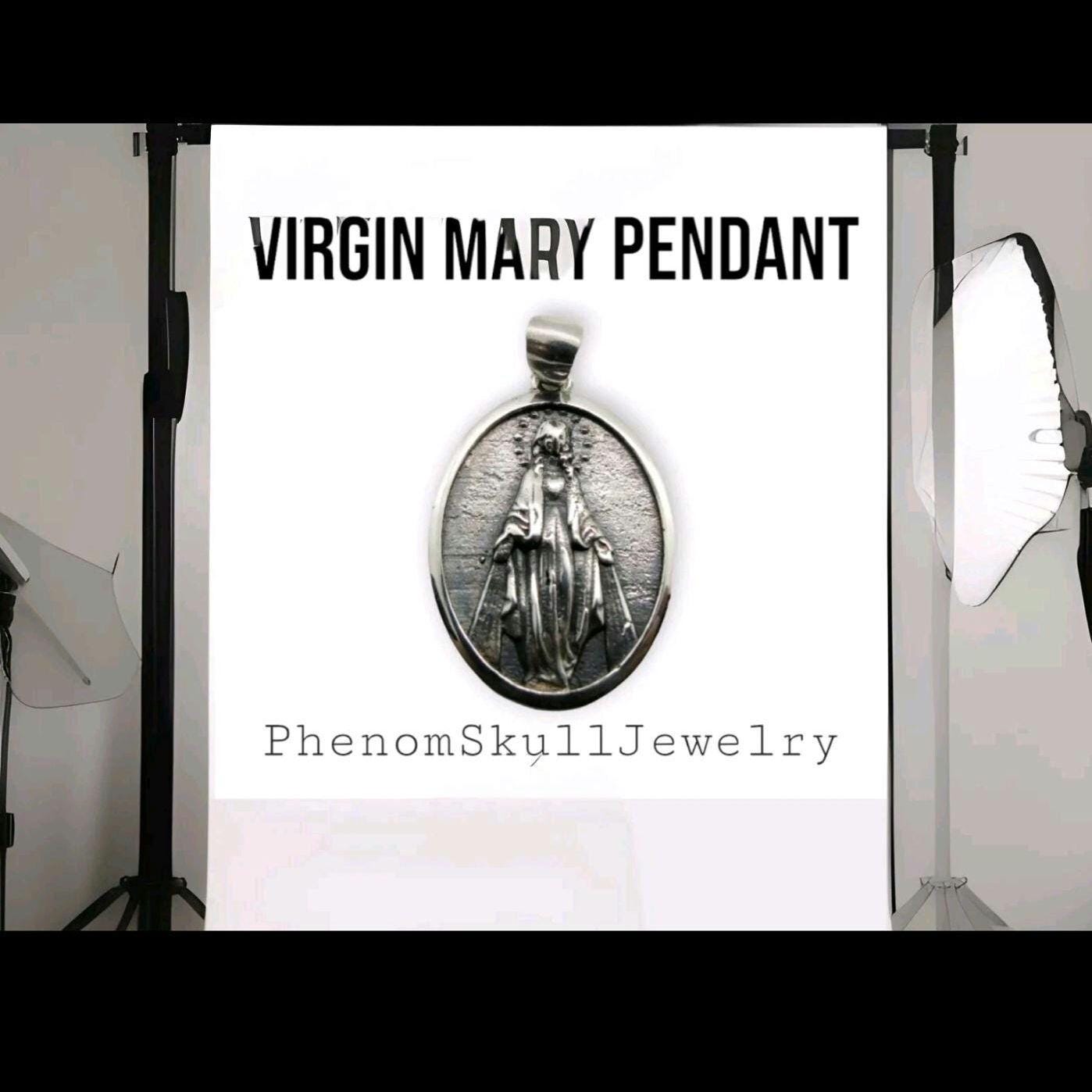Virgin Mary Pendant - Mother of All - Religious Symbol of Protection  Silver Jewelry