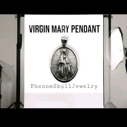 Virgin Mary Pendant - Mother of All - Religious Symbol of Protection  Silver Jewelry