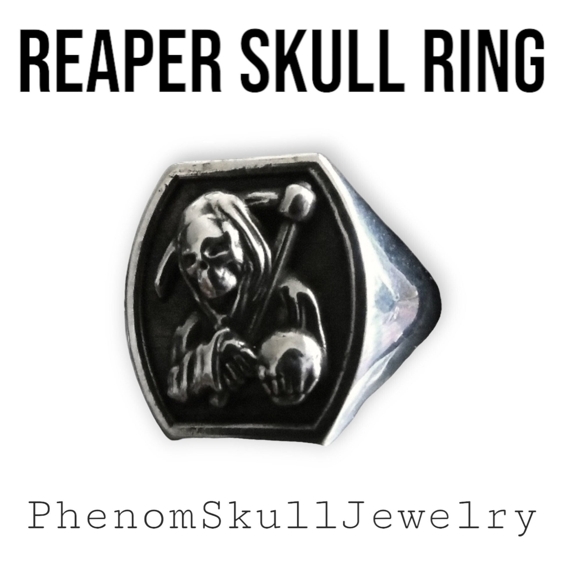 Handmade 925 Silver Grim Reaper Ring - Gothic Skull Jewelry