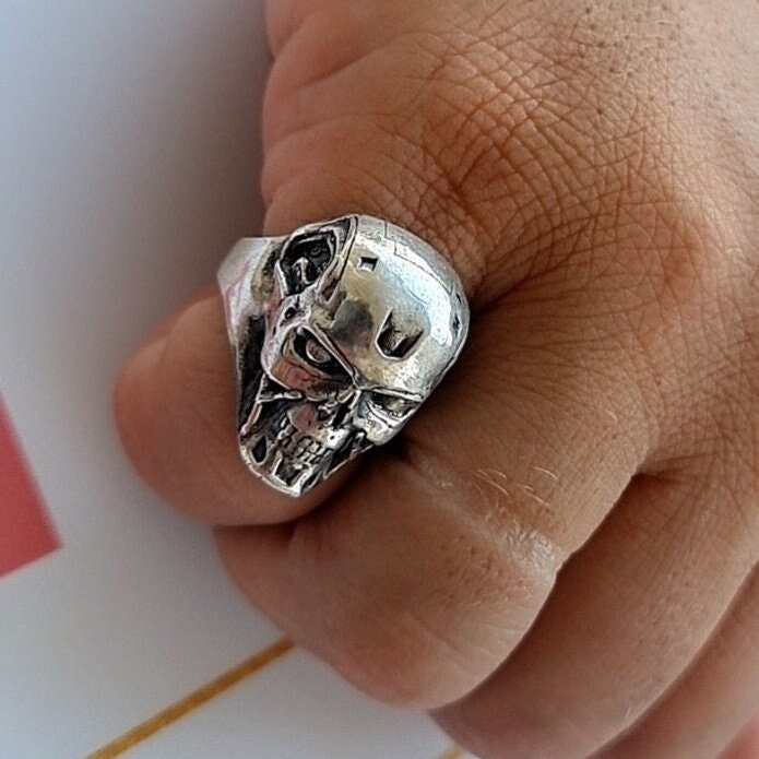 Sterling Silver T-800 Skull Ring: Terminator Fan Jewelry