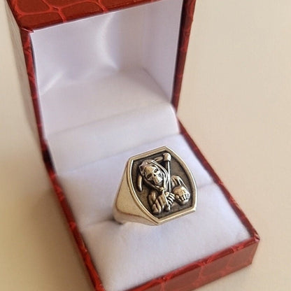 Handmade 925 Silver Grim Reaper Ring - Gothic Skull Jewelry